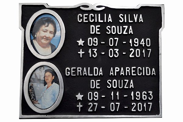 Placa Para Túmulo Alumínio 20x25 Duas Fotos