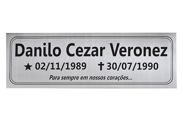 Placa em Inox sem foto 10X30