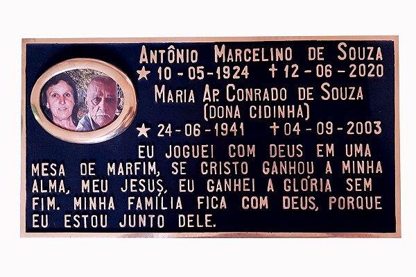 Placa em bronze 30x40 com foto 09x12