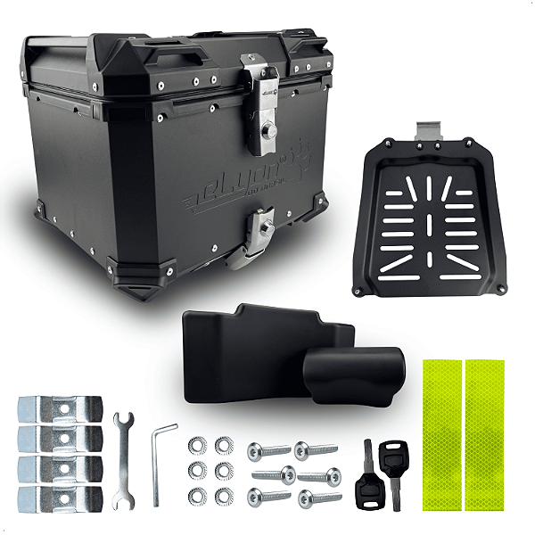 Baú 45l Aluminio Preto Bauleto Bagageiro Universal Com suporte