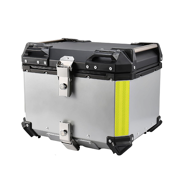 Baú 55L  Aluminio Prata Bauleto Bagageiro Universal Com suporte