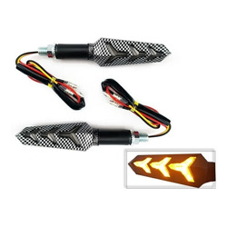 Par Pisca Led Universal Moto Sequencial E Lanterna Carbono