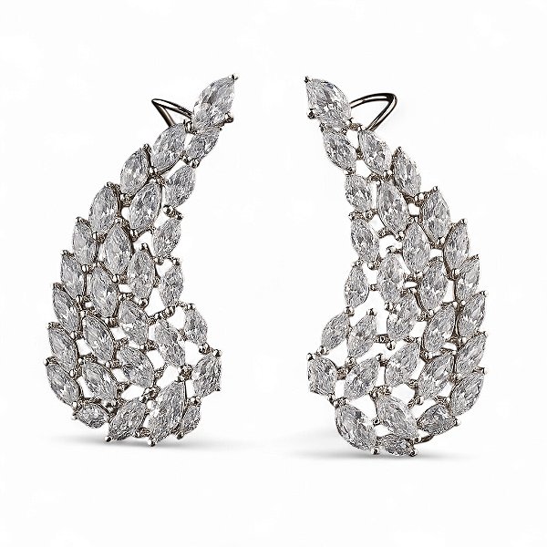Brinco Noiva Angel - earcuff com zircônias em navetas