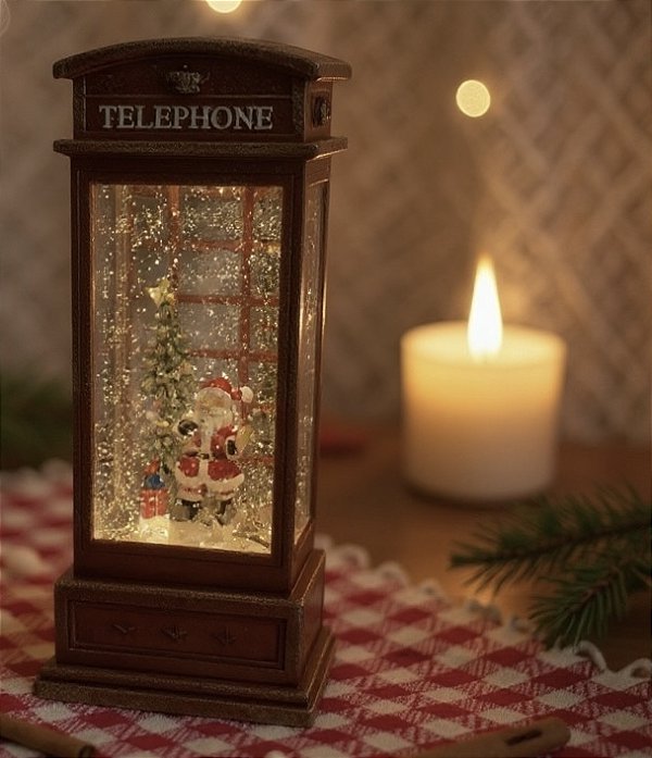 Lanterna Natalina com luz, globo de neve e músicas