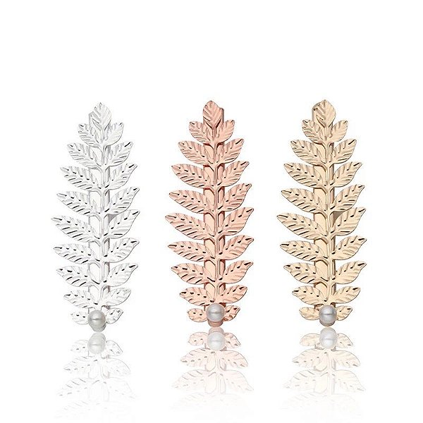 Presilha de folhas com pérola