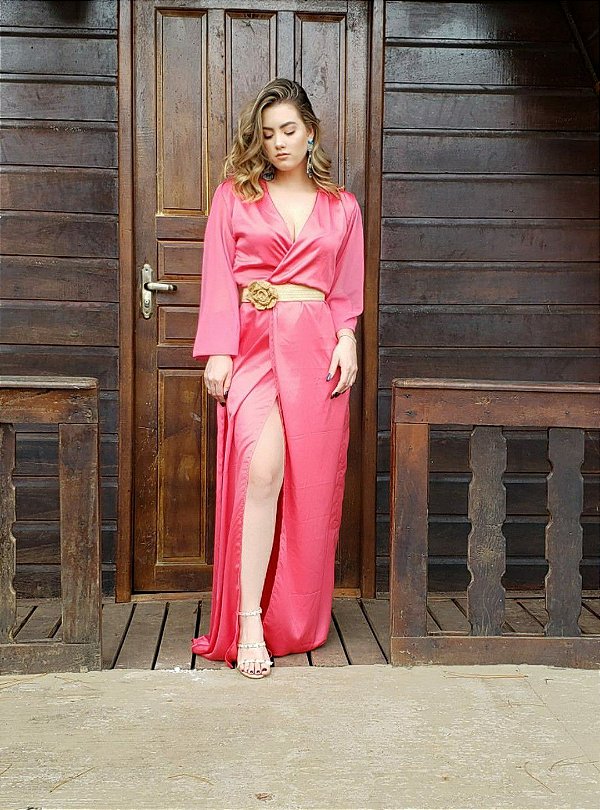 vestido de seda transpassado