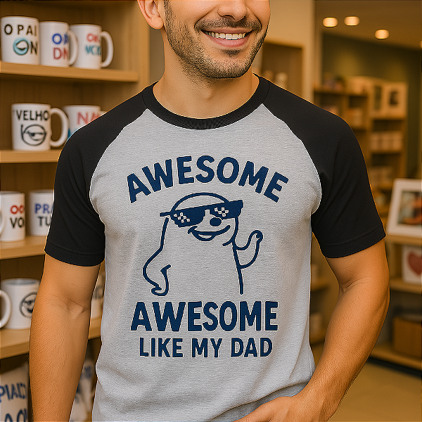 Camiseta Raglan Personalizada – Edição Limitada Cinza Mescla com Mangas Pretas