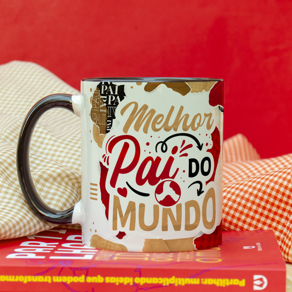 Caneca Branca Personalizada com Alça e Interior Colorido – 325 ml