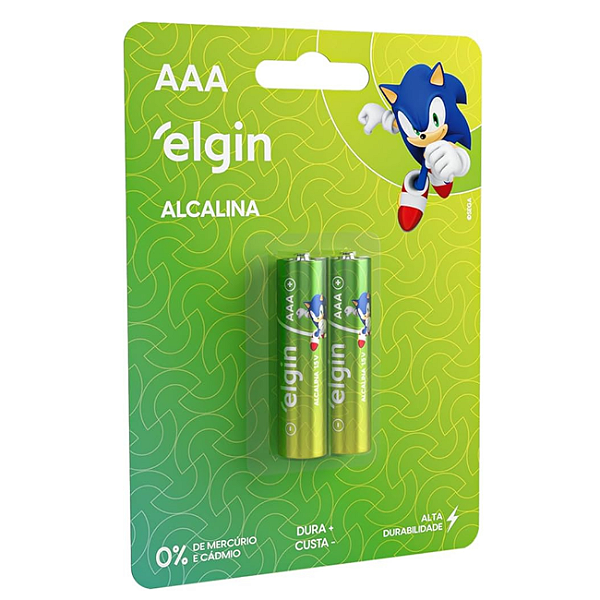 Pilha Alcalina AAA Elgin LR03 Com 2 Unidades