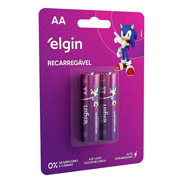 Pilha AA recarregável Elgin 1.2 2500MAH Blister Com 2