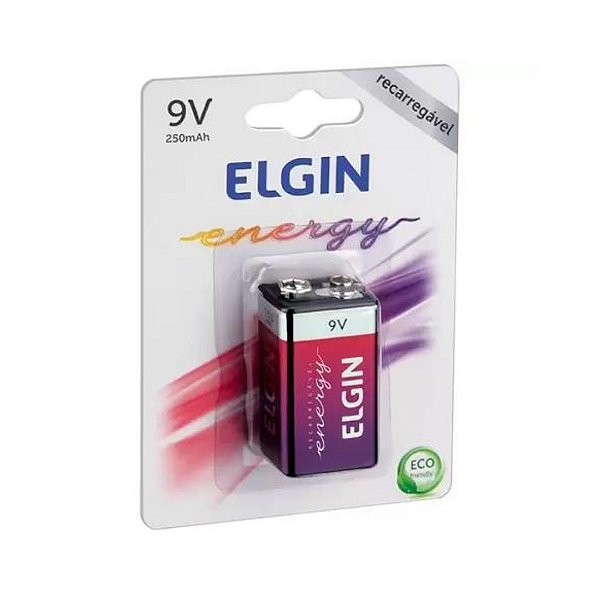 Bateria Recarregável  ELGIN 9V 250MAH