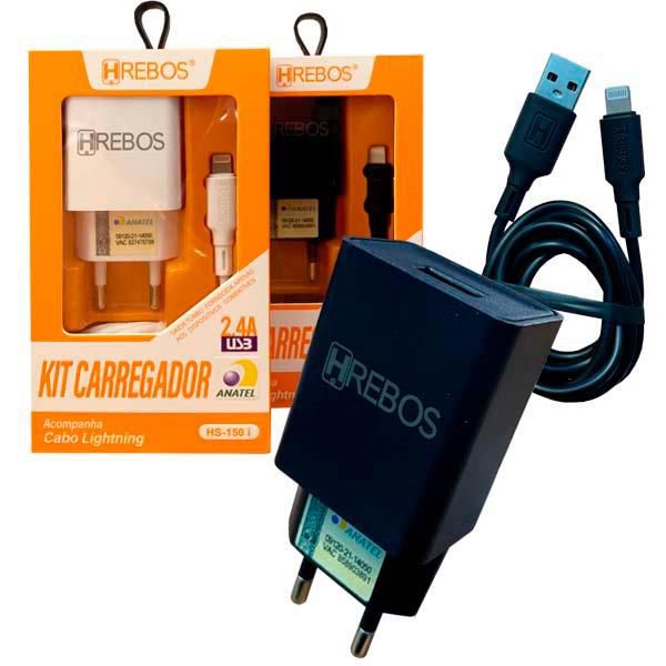 Carregador De Celular HREBOS 2.4A Iphone HS-150i