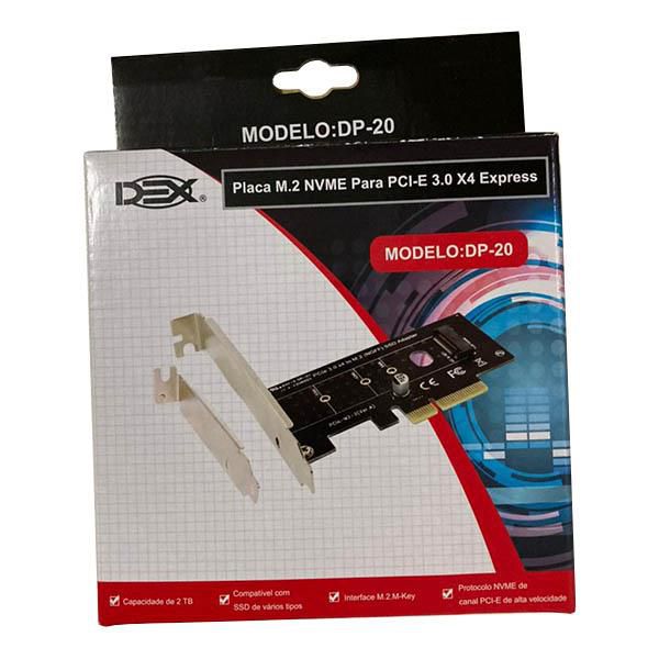 Placa M.2 NVME Para PCI-E 3.0 X4 DEX DP-20
