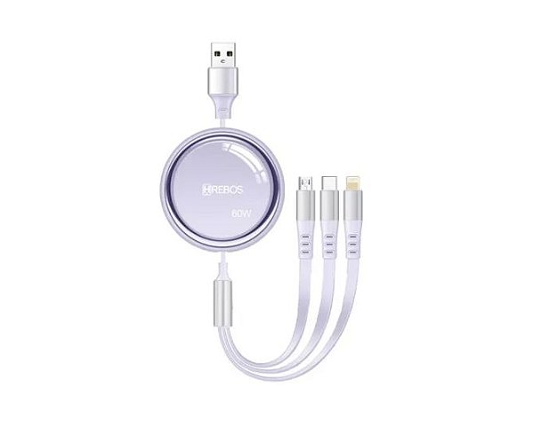 Carregador 3x1 Retrátil Com Saídas Ios/tipo-c/v8 - Hs-313