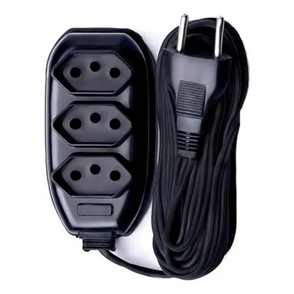 Extensão Multiuso 1.5M (3 TOMADAS) Preto Prismatec