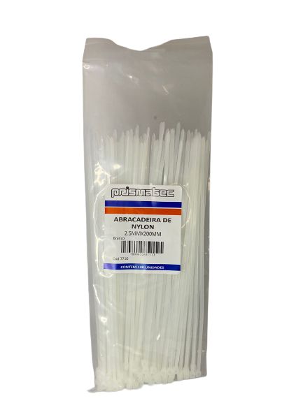 Abraçadeira Nylon Prismatec 2,5X200MM 100 Unidades