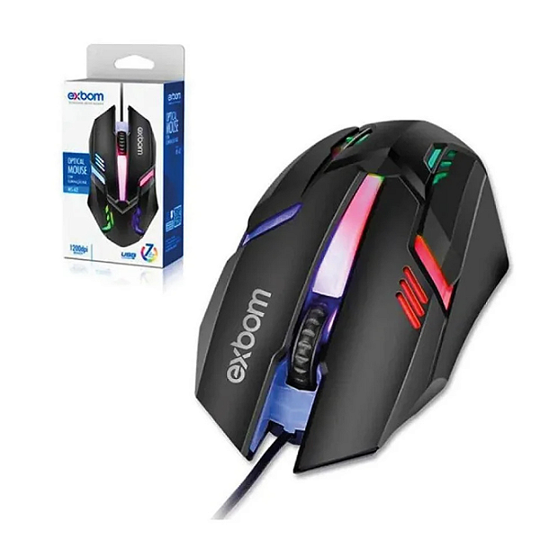Mouse Optico RGB 1200 DPI MS-62 Exbom