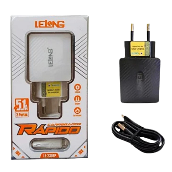 Carregador De Celular ios Lelong LE-230FP 5.1A