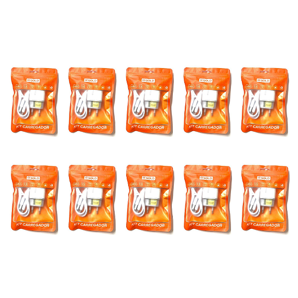 Kit C/10 Carregadores De Celular Iphone Agold CA38-2 3.1A
