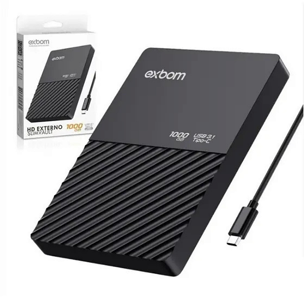 HD EXTERNO SLIM 1TB EXBOM USB 3.1 TIPO C
