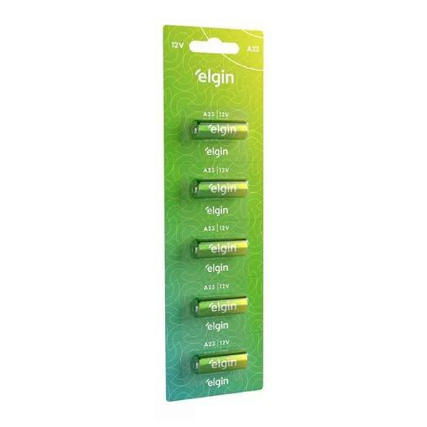 Bateria Alcalina A23 Cartela com 5 Unidades Elgin 12V Pilha