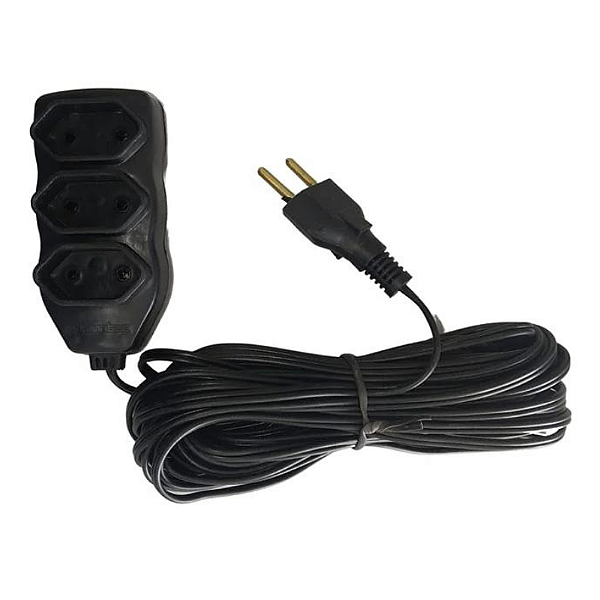 Extensão Elétrica 10m Bipolar 3 Tomadas Bivolt Prismatec