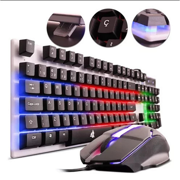 Kit Teclado e Mouse Gamer LED - KNUP KP-TE124