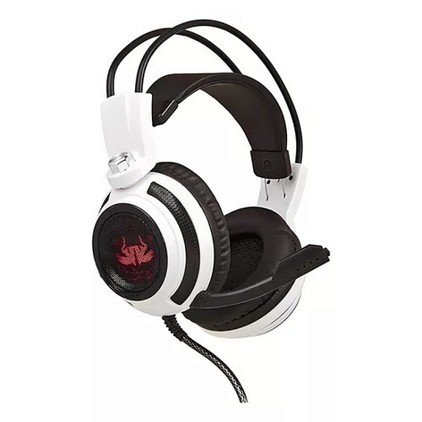 Fone de Ouvido Gamer KP-400 Cor Branco e Preto Com luz LED