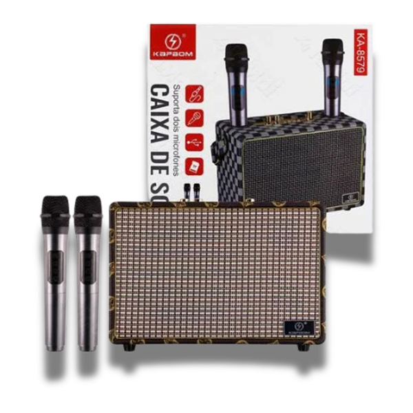 Caixa de som com 2 microfones - KAPBOM KA-8579