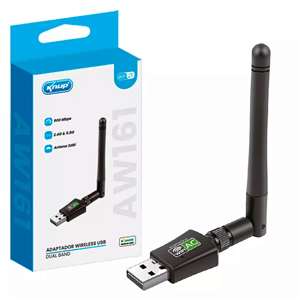 Adaptador USB Wireless 2.4g 5.8g Dual Band KNUP KP-AW161