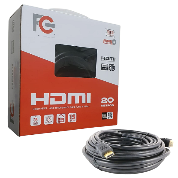 Cabo HDMI 20m 3D Full HD Tripla Blindagem FCCB004N