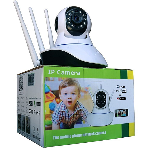Câmera Ip Sem Fio 360 Hd Wifi Visão Noturna Alarme - Onvif