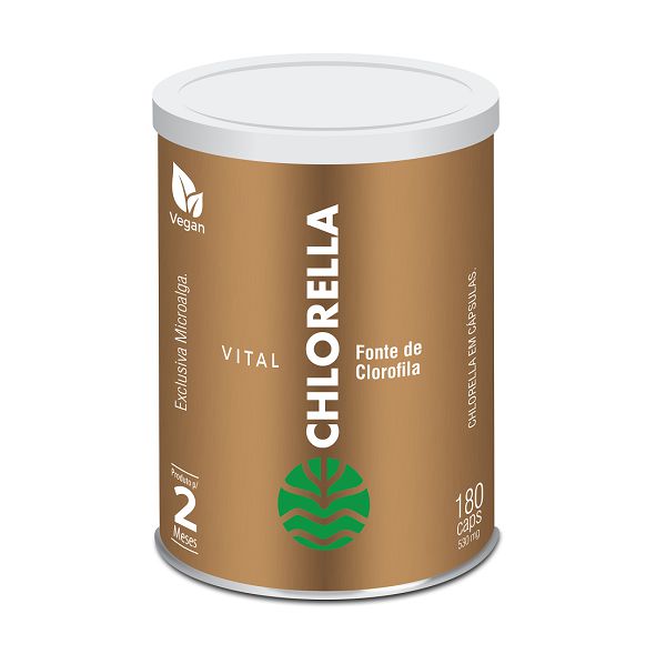 Suplemento Alimentar Vital Clorella - Suplemento de Fonte de Clorofila 530mg - 180 cáps