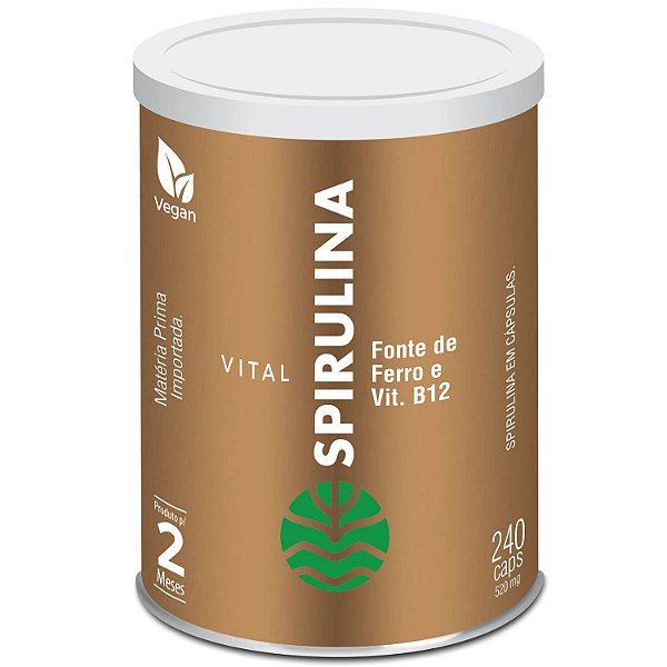 Vital Spirulina - Suplemento de Ferro e Vitamina B12 - 240 cápsulas