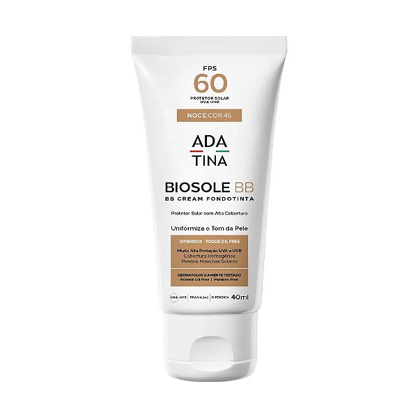 Biosole BB Cream FPS 60 Cor Noce 45 - Toque seco e alta cobertura 40 ml  - Ada Tina