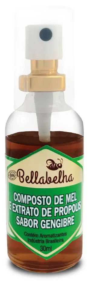 Composto de Mel e Extrato de Própolis Menta, Malva e Gengibre em Spray 30ml - BellaBelha