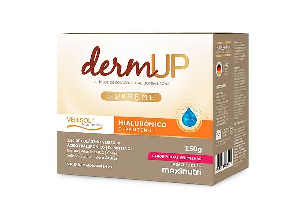 DermUP Supreme Colágeno Verisol + Ácido Hialurônico + D-pantenol - 30 Sachês sabor Frutas Vermelhas