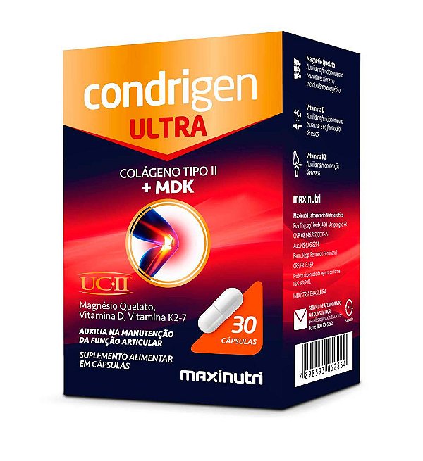 Condrigen Ultra (Colágeno UC-II + Vitaminas MDK) 30 cápsulas - Maxinutri