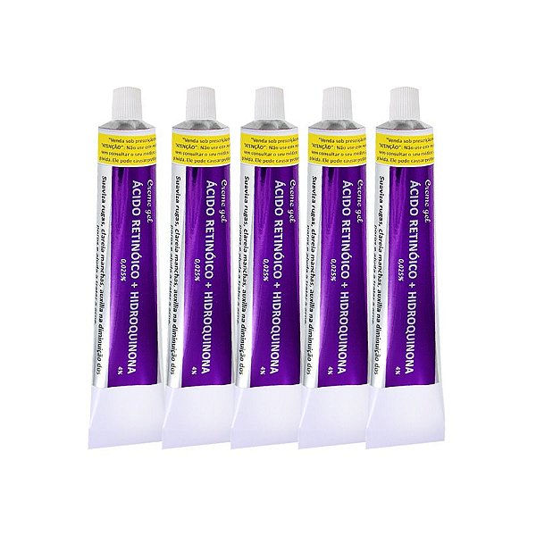 Kit com 5 - Creme Gel Ácido Retinóico e Hidroquinona - 30g