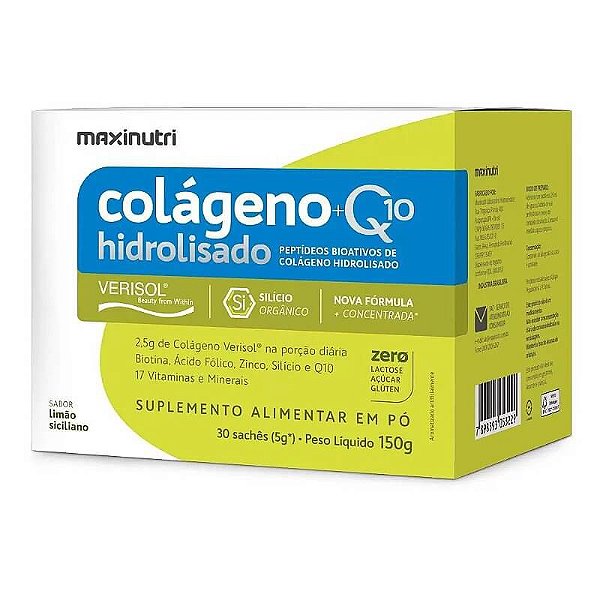 Colágeno 2 em 1 Hidrolisado Verisol com CO Q10 Sabor Limão Siciliano - Maxinutri