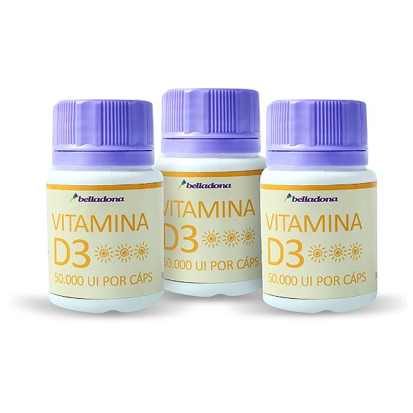 Kit com 3 Vitamina D (Vitamina D3) 50.000 UI - 8 doses