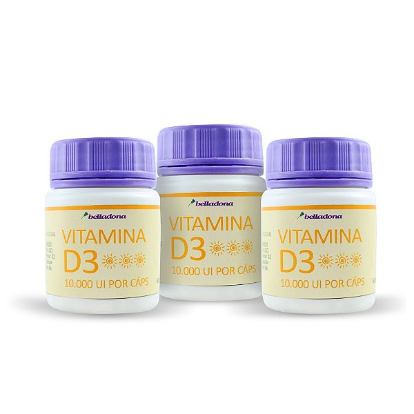 Kit com 3 Vitamina D (Vitamina D3) 10.000 UI - 60 doses