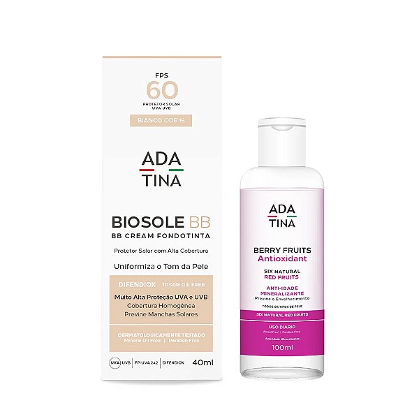 Biosole BB cream FPS60 cor Bianco + Loção Anti-Idade Remineralizante Berry Fruits Antioxidant 100ml | ADA TINA