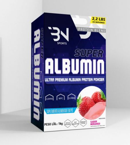 Super Albumin Ultra Premium 1Kg Sabor Morango - BN SPORTS