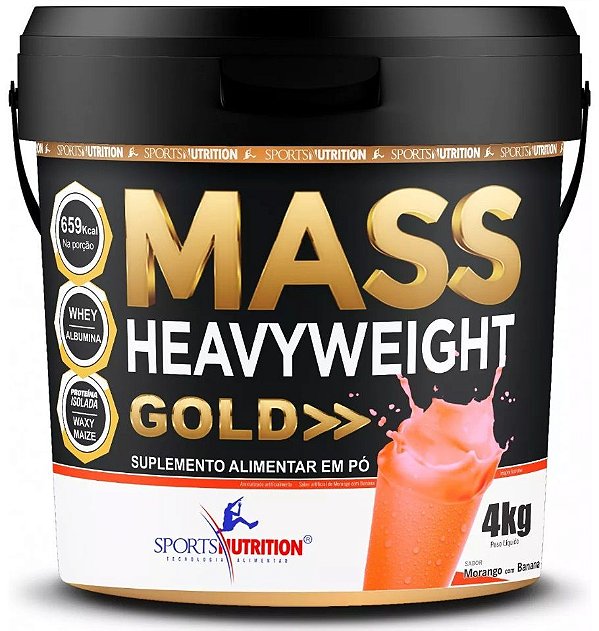 Suplemento Alimentar Massa Heavyweight Gold - Morango c/ Banana - 4kg - Sports Nutrition