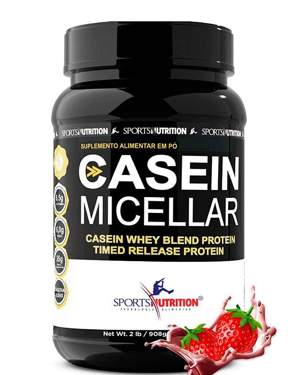 Caseína Micellar - 35g de Proteína por dose - Sabor Morango 908g | Sports Nutrition