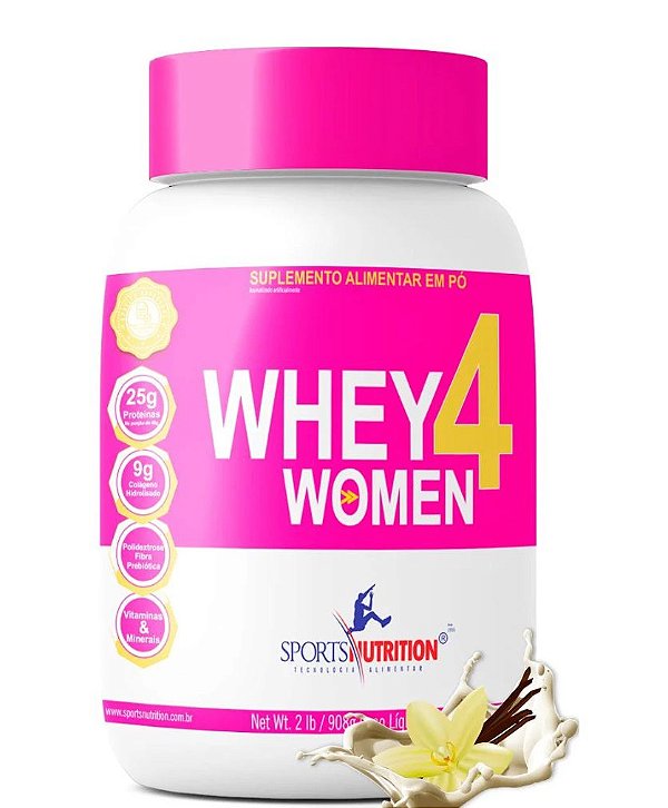 Whey 4 Women com Colágeno - Sabor Baunilha - 908g | Sports Nutrition