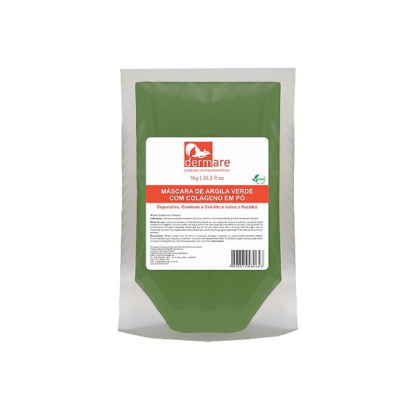 Argila Verde com Colágeno em Pó - 1kg - Dermare