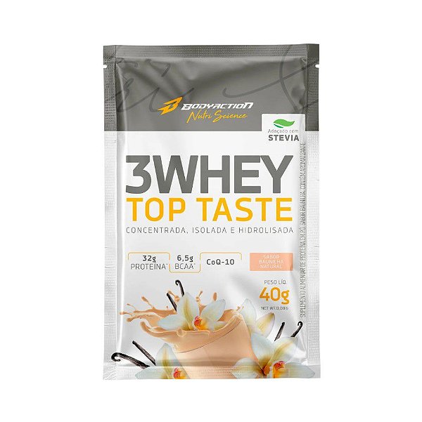 Porção Diária 3 Whey Top Taste Sabor Baunilha - Sachê 40g - Bodyaction