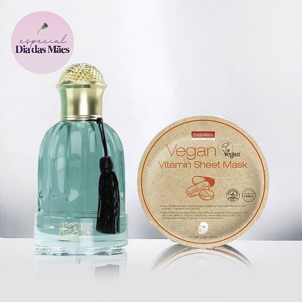 Mãe Elegante - Eua de Parfum Noor Al Sabah 100ml - Al Wataniah + Máscara Facial Vegan Folha de Vitaminas - Purederm